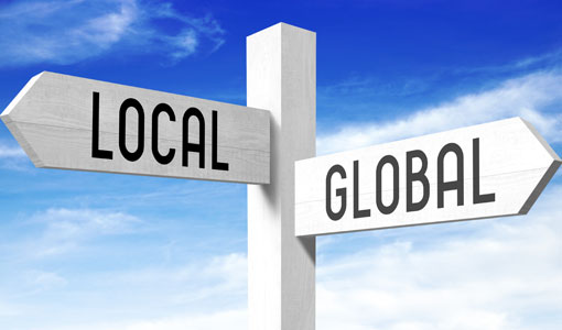 sign post representing local and global